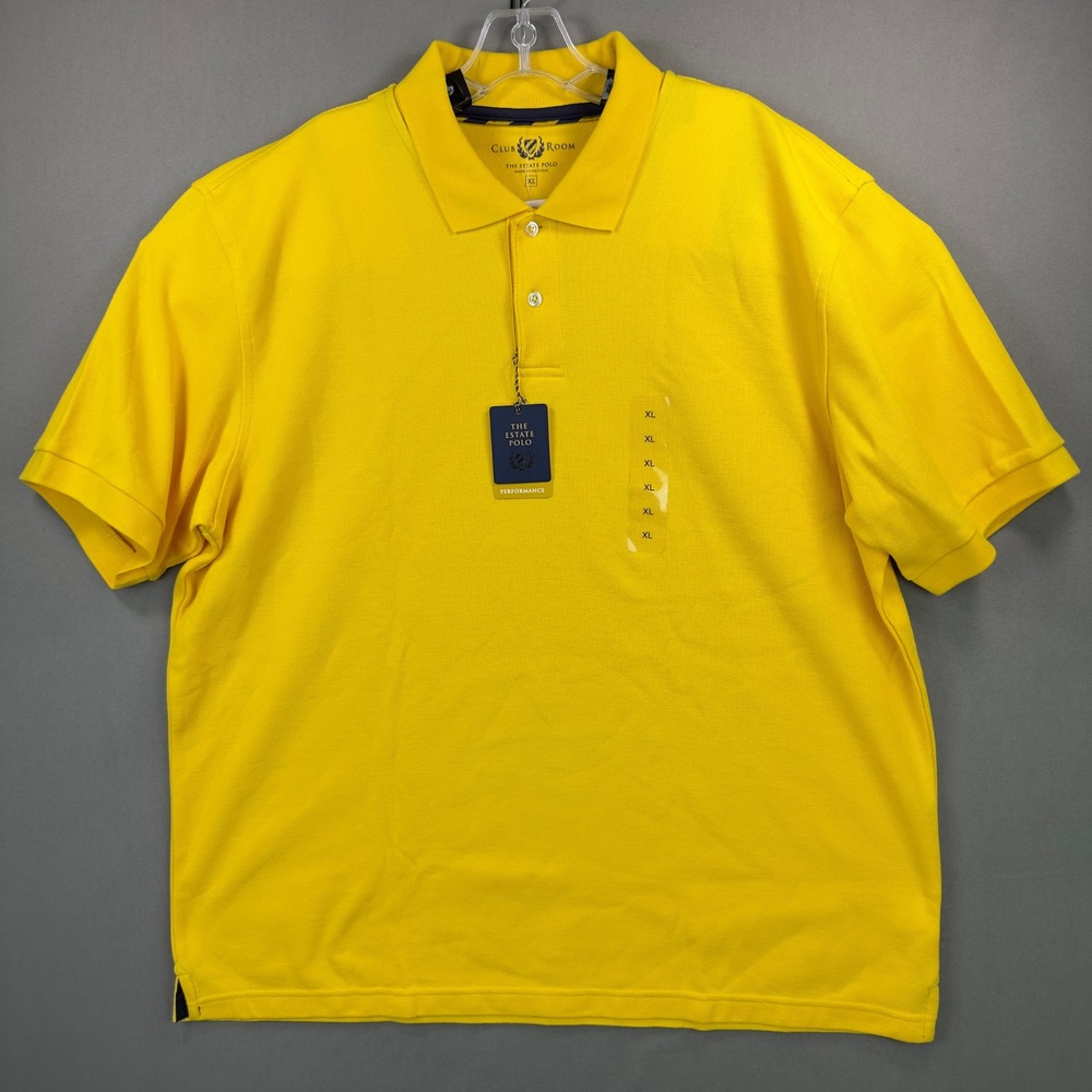 Club Room Polo Shirt Mens XL Yellow New The Estate Performance Golf Casual